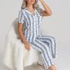 Women 89th + Madison | Stripe Pajamas Set Baltic Sea Combo