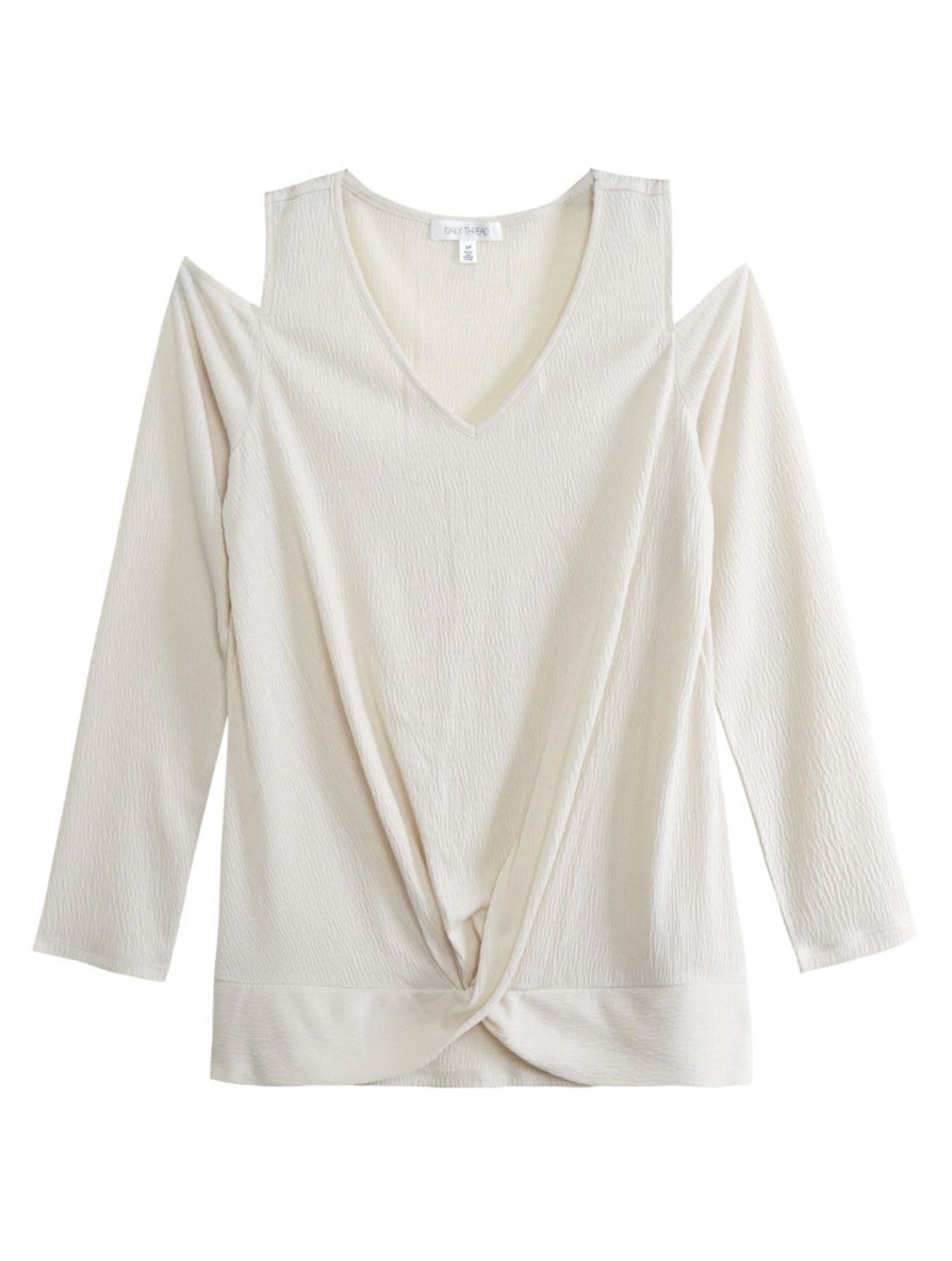 Women Daily Thread | Cold Shoulder V-Neck Twist Front Top