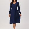 Women 89th + Madison | Lantern Sleeve Half Button Dress Medieval Blue