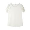 Women Redy | Pleated Sleeves Tee Top Chalk