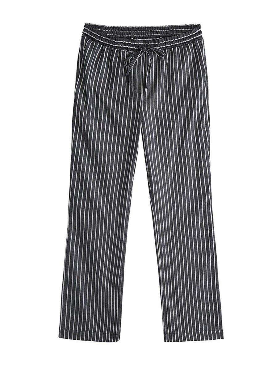 Women Daily Thread | Stripe Twill Drawstring Pant Black Combo