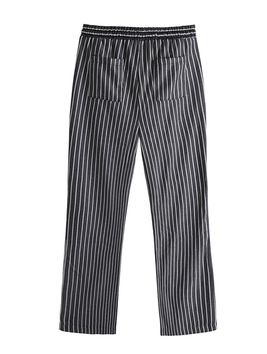 Women Daily Thread | Stripe Twill Drawstring Pant Black Combo