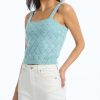 Women 525 America | Lattice Cami Cyan Multi