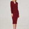 Women Adyson Parker | Long Sleeve Knit Polo Neck Dress