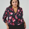 Women 89th + Madison | Floral V-Neck Blouson Sleeve Blouse Fragrance Rhapsody