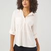 Women 89th + Madison | 3/4 Sleeve Popover Blouse Cloud Dancer