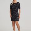 Women 89th + Madison | Floral Tie Neck Puff Sleeve Dress Tossed Ditsy Black