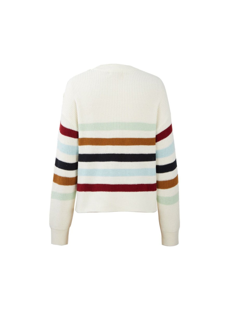 Women Adyson Parker | Striped Ribbed-Knit Pullover Chalk Multi