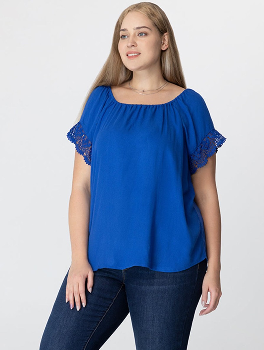 Women 89th + Madison | Lace Trim Short Sleeve Top