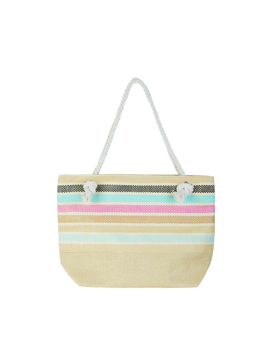 Accessories Daily Thread | Stripe Oversized Tote Bag Brown/Pink/Blue Multi