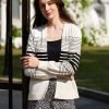 Women 89th + Madison | Stripe Open Front Cardigan Egret Combo