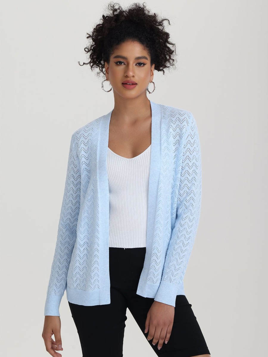 Women 89th + Madison | Chevron Pointelle Open Cardigan