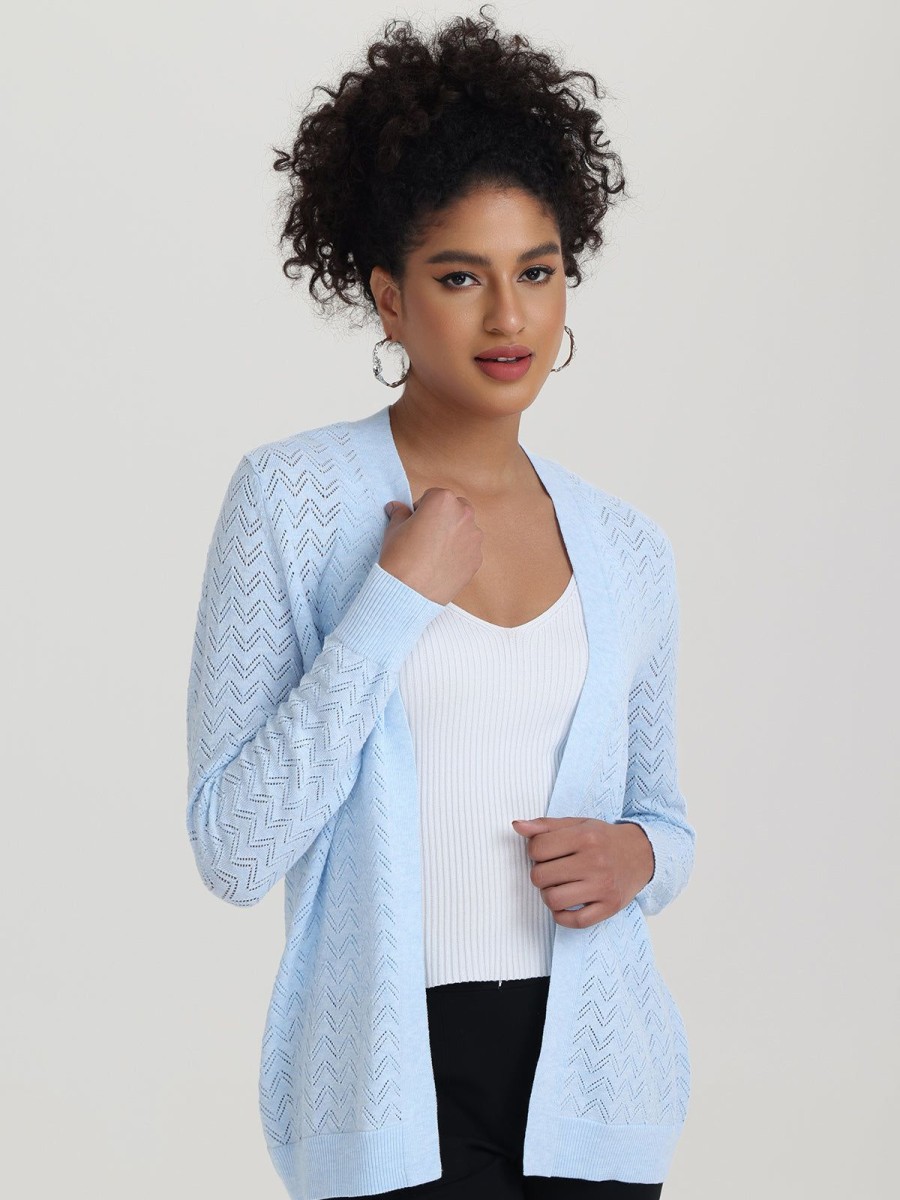 Women 89th + Madison | Chevron Pointelle Open Cardigan