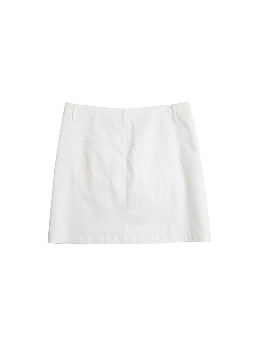 Women Daily Thread | Denim Button Fly Mini Skirt White