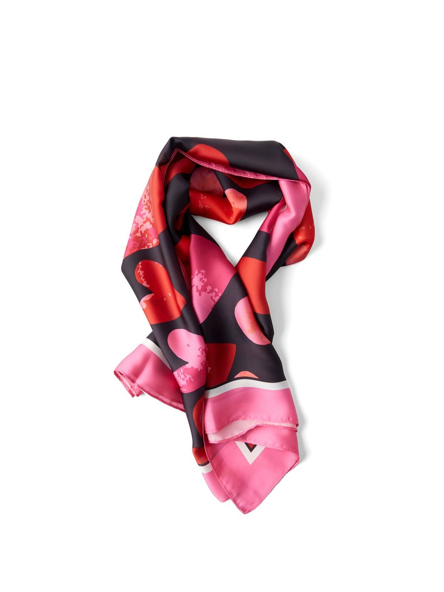 Accessories 89th + Madison | Heart Graphic Silk Scarf 89 Pink