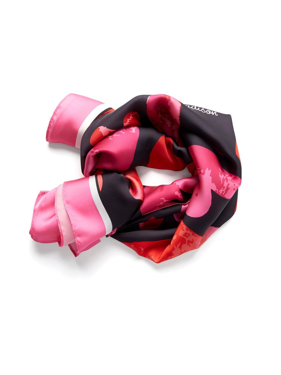 Accessories 89th + Madison | Heart Graphic Silk Scarf 89 Pink