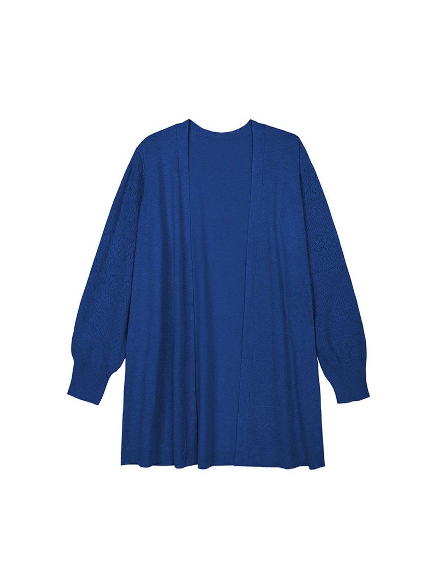 Women Redy | Pointelle Sleeve Open Cardigan