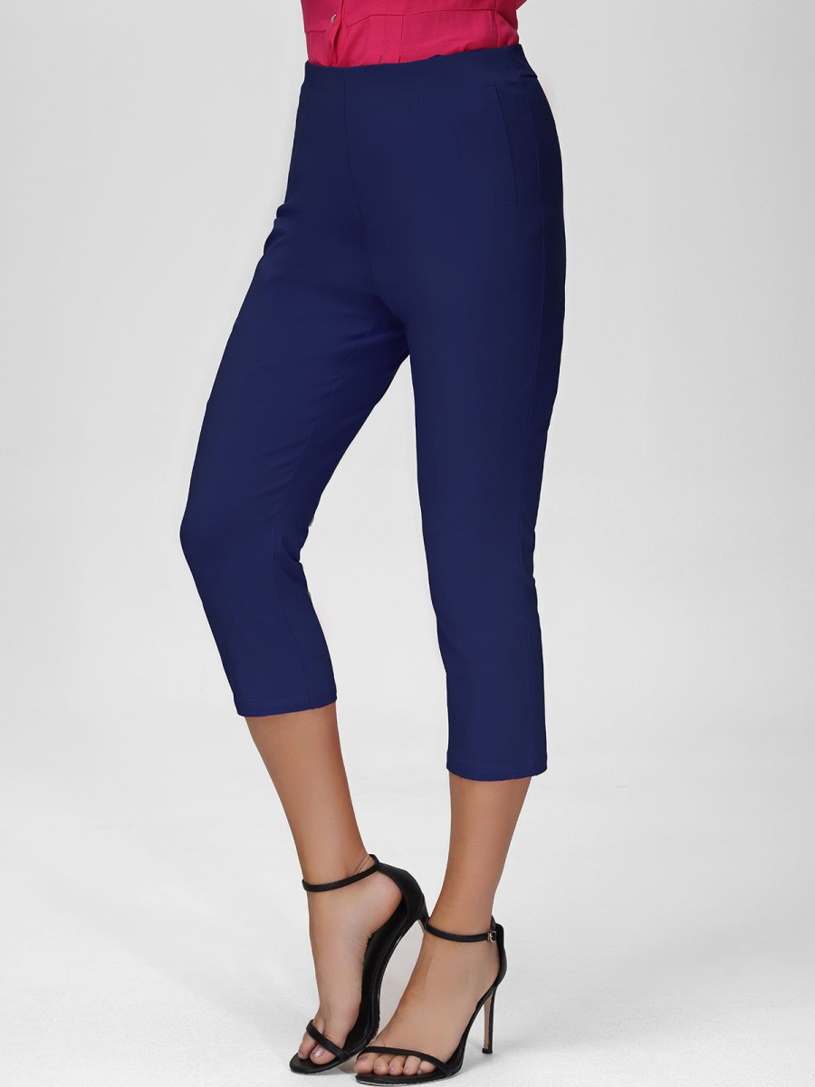 Women 89th + Madison | High Waist Pull-On Capri Pants Medieval Blue