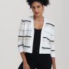 Women 89th + Madison | Stripe Crop Cardigan Oatmeal Heather Combo