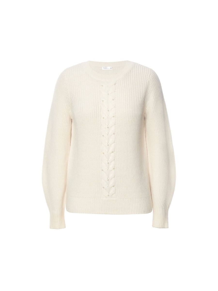 Women 89th + Madison | Pearls Cable With Shaker Crewneck Pullover