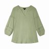 Women Frye | Split Neck Blouson Sleeve Blouse