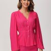 Women 89th + Madison | Puff Sleeve Split Neck Blouse