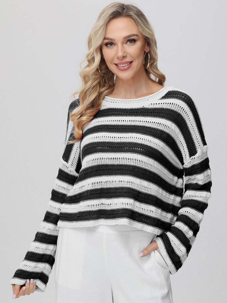 Women 89th + Madison | Stripe Pointelle Stitch Pullover