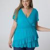 Women 89th + Madison | Smocked Waist Surplice Tunic Capri