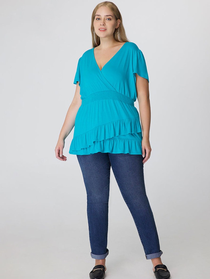 Women 89th + Madison | Smocked Waist Surplice Tunic Capri