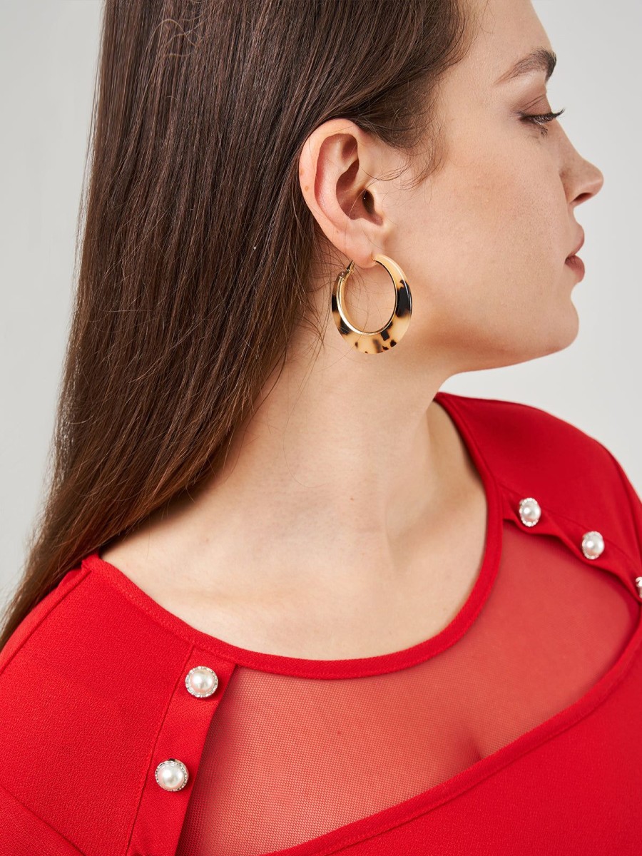 Accessories Daily Thread | Tortoise Hoop Earrings Khaki/Black Multi