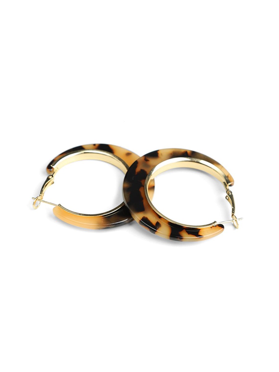 Accessories Daily Thread | Tortoise Hoop Earrings Khaki/Black Multi