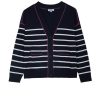 Women 525 America | Exposed Cover Stitch Stripe Cardigan Dark Blue Multi