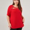 Women 89th + Madison | Mesh Inset Pearl Button Top