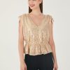 Women Adyson Parker | Sequin Peplum V-Neck Top