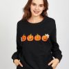 Women 89th + Madison | Spooky Pumpkins Graphic Sweatshirt Black