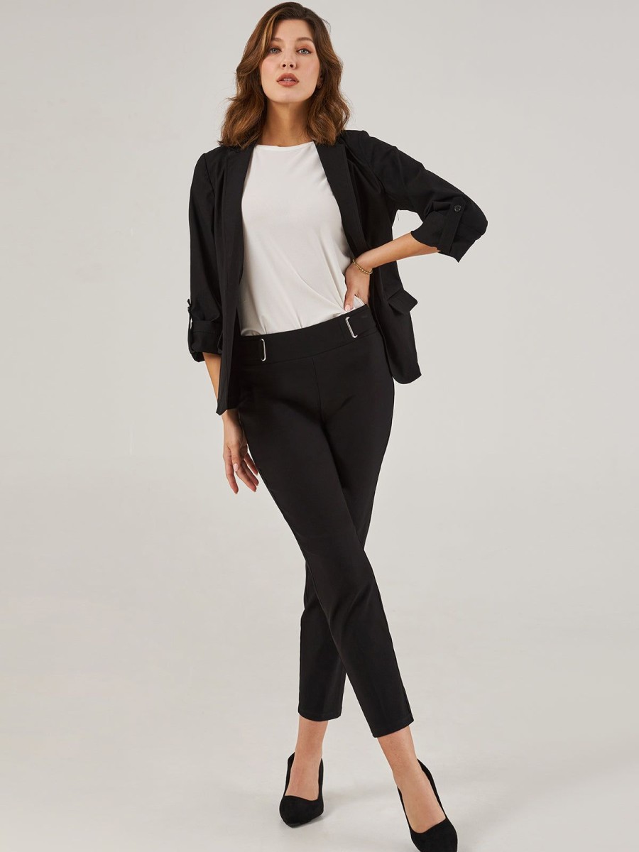 Women 89th + Madison | Roll Tab Sleeve Soft Blazer Black