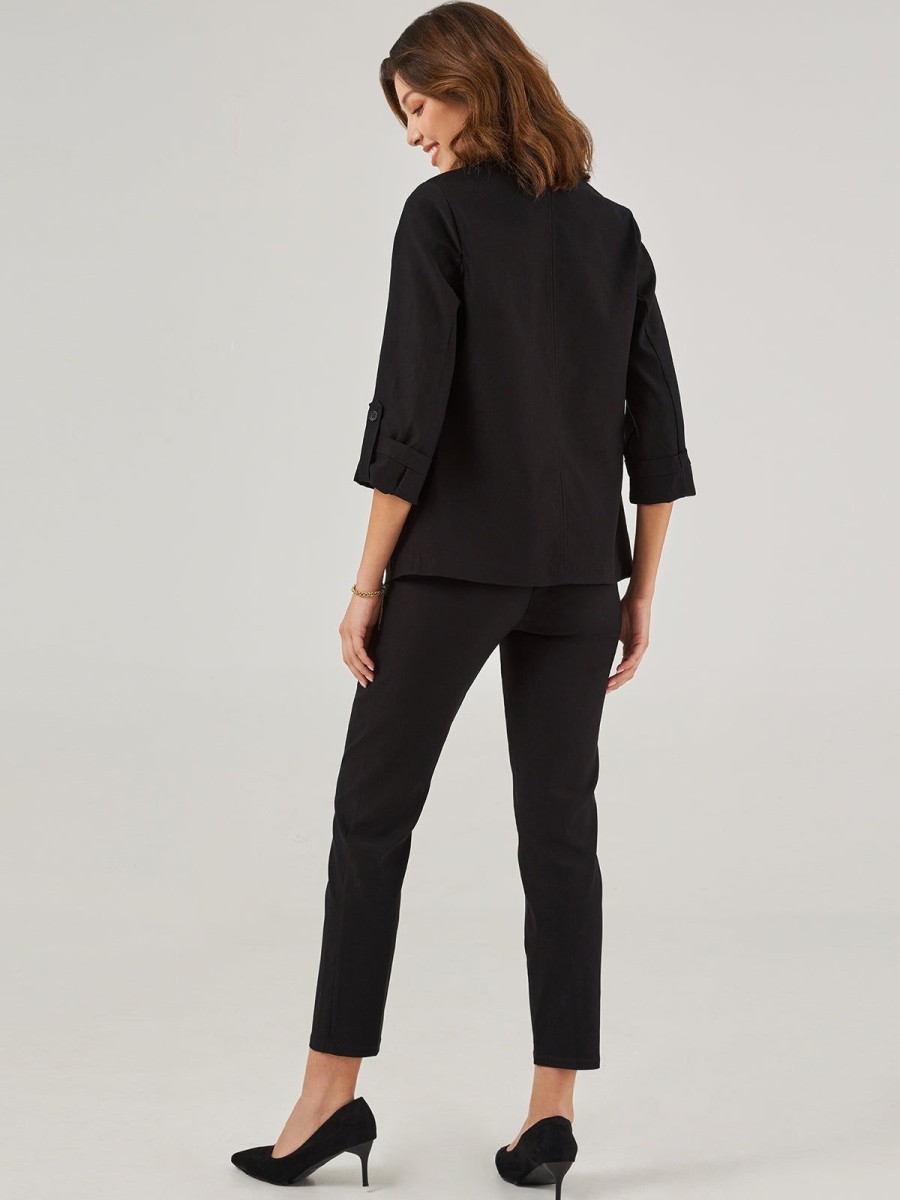 Women 89th + Madison | Roll Tab Sleeve Soft Blazer Black