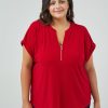 Women 89th + Madison | Zip Short Sleeve Blouse