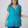 Women 89th + Madison | Smocked Waist Surplice Tunic Capri