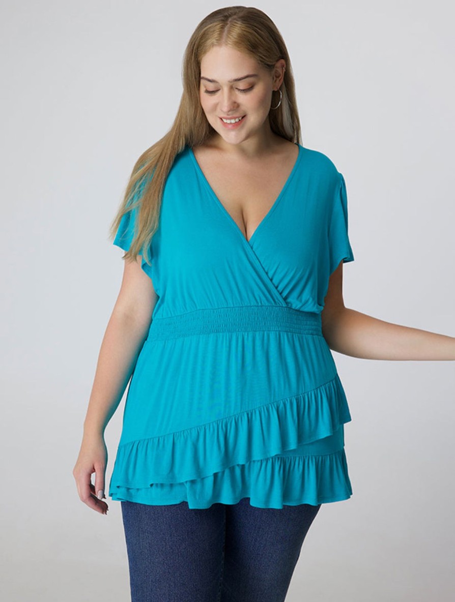 Women 89th + Madison | Smocked Waist Surplice Tunic Capri