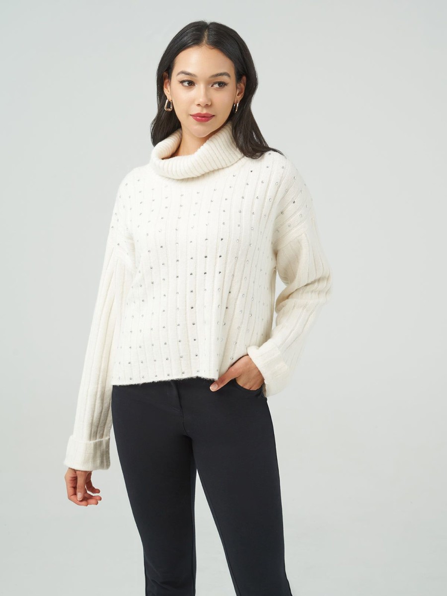 Women Adyson Parker | Rhinestone Embellished Turtleneck Sweater