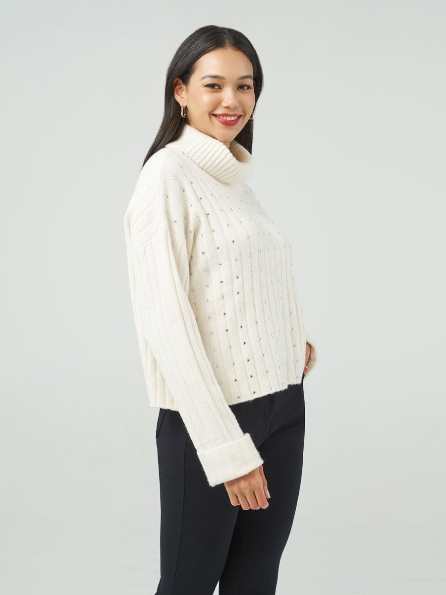 Women Adyson Parker | Rhinestone Embellished Turtleneck Sweater