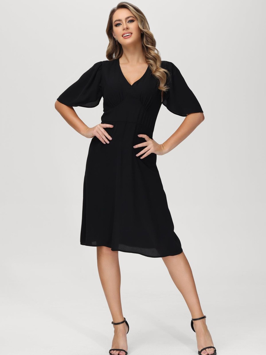 Women 89th + Madison | Flutter Sleeve Dress Black Beauty