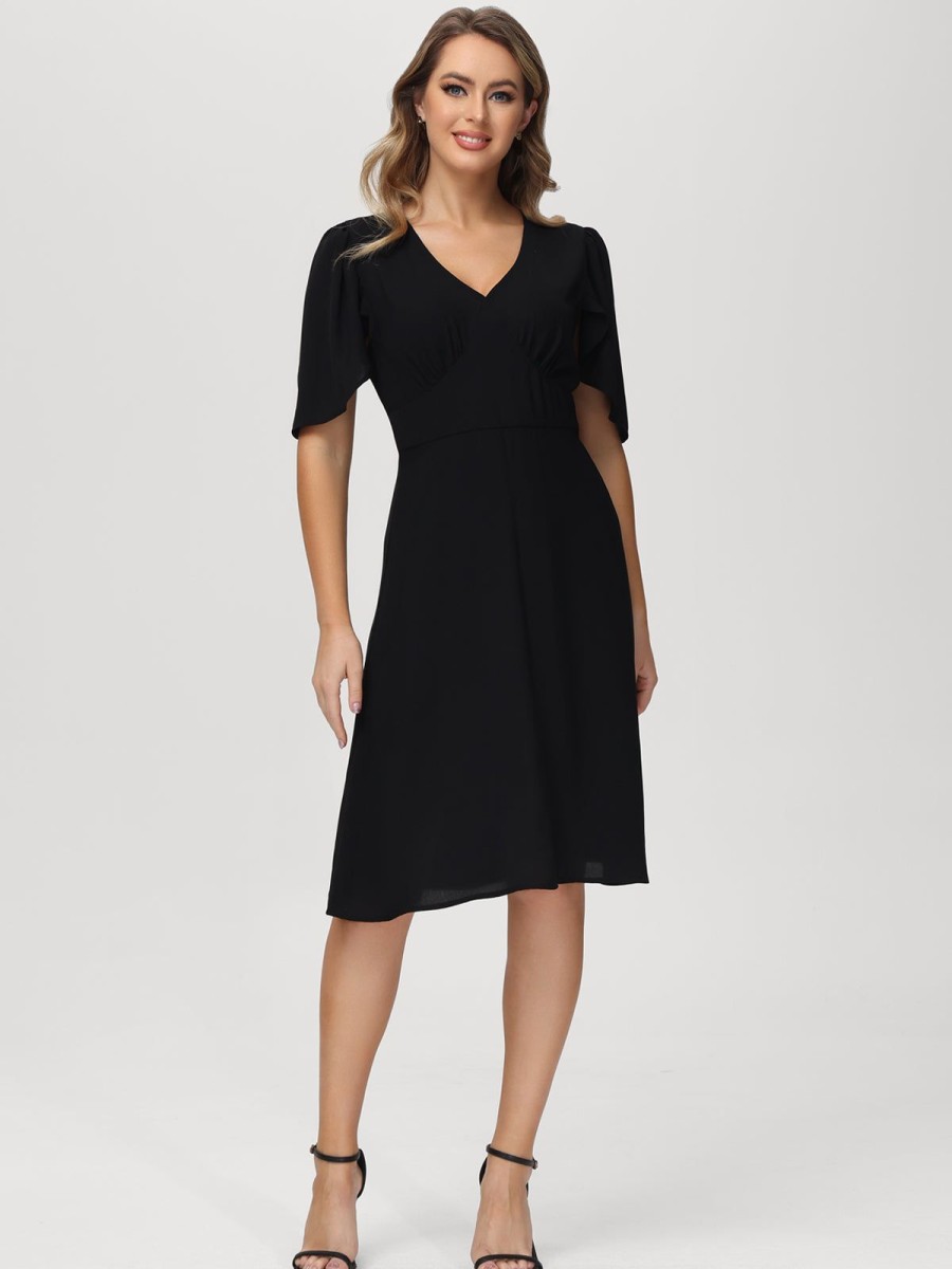 Women 89th + Madison | Flutter Sleeve Dress Black Beauty