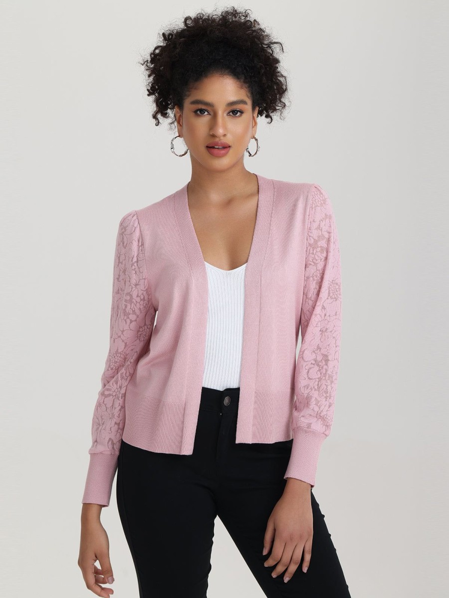 Women 89th + Madison | Lace Sleeve Open Front Cardigan