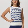 Women 89th + Madison | Chevron Pointelle Vest Blue/White Combo