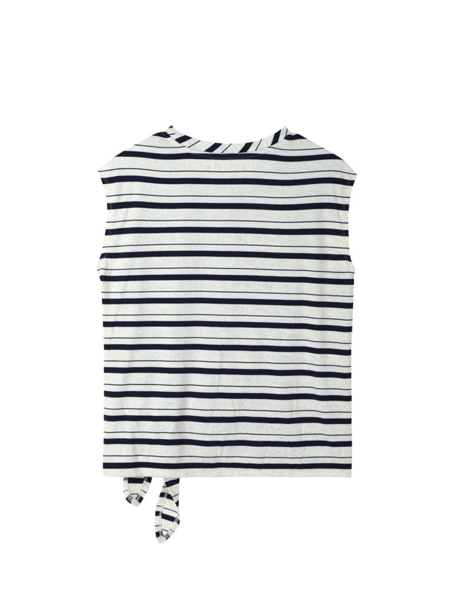 Women 89th + Madison | Side Tie Stripe Muscle Tank Dark Blue/Chalk Combo