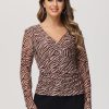 Women 89th + Madison | Zebra Stripe Wrap Top African Zebra Rust Red