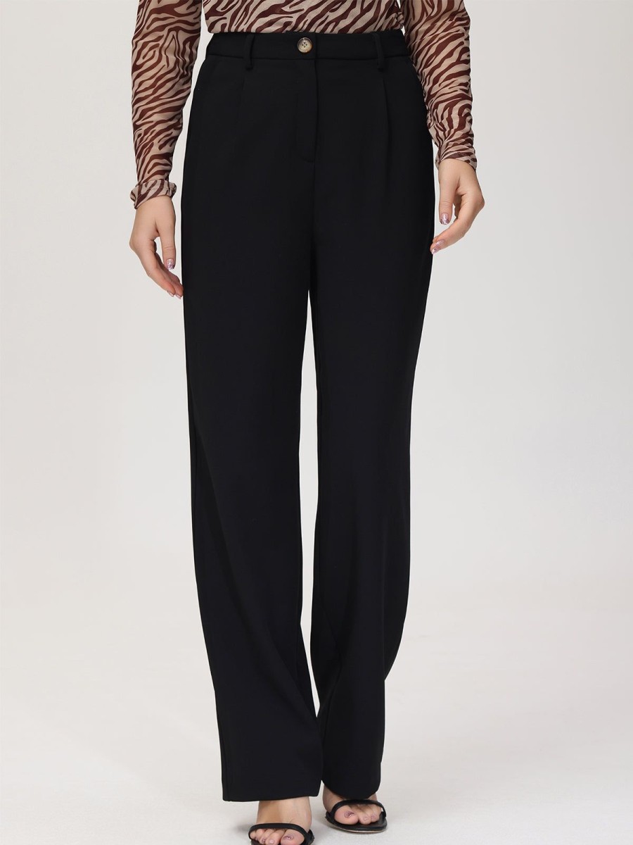 Women 89th + Madison | High-Rise Straight Leg Pants Black Beauty