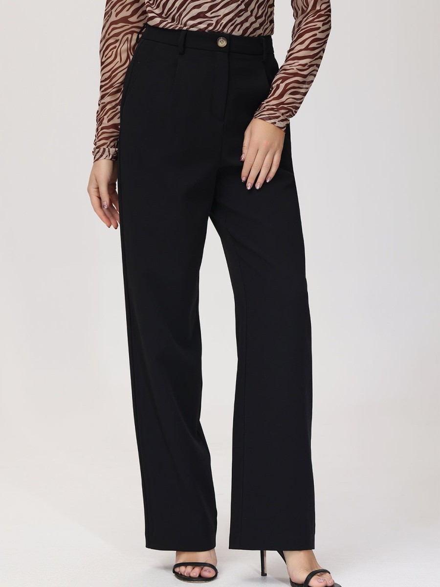 Women 89th + Madison | High-Rise Straight Leg Pants Black Beauty